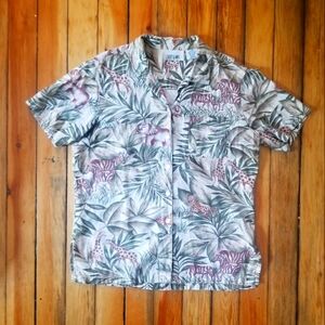Casey & Max short sleeve blend button down all over jungle shirt size medium